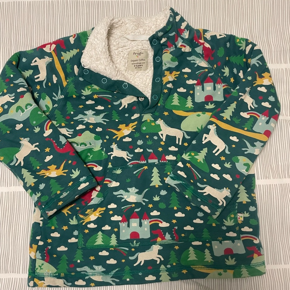 Adorable Organic Cotton fuzzy-lined sweater